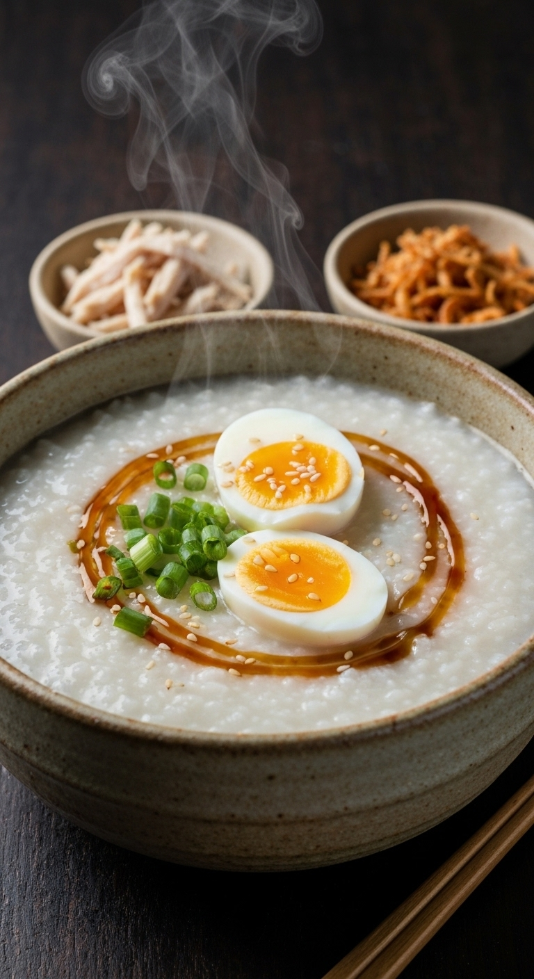 Savory Congee with Egg: A Cozy, Nourishing Asian Breakfast